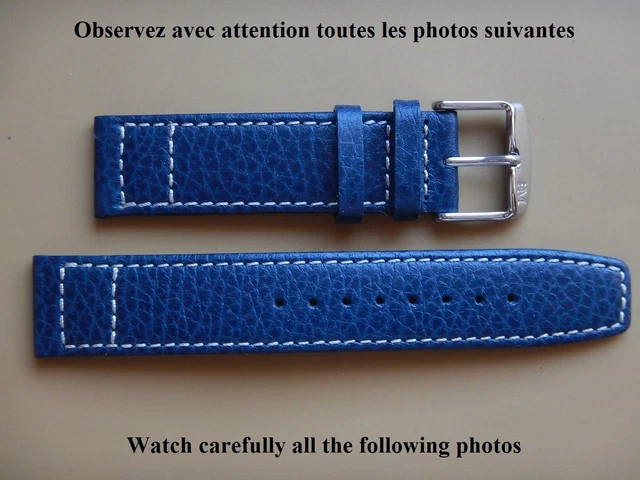 Bracelet De Montre En Cuir De Veau Grainé Noir - Largeur 16 Mm - Fabriqué En France - Neuf Sans étiquette