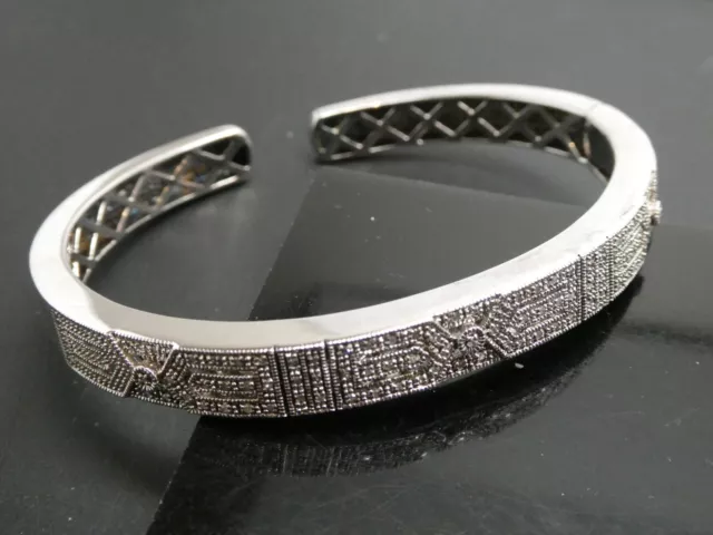 Designer ISP Diamond & Sterling Silver 925 Hinged Cuff Bracelet Sz. 7.5"