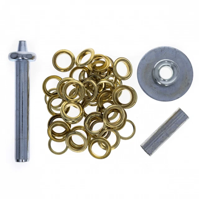 Kit de ojales de latón ToolTreaux con lavadora perforadora de orificios reparación de piscina y tienda de campaña - 63 piezas