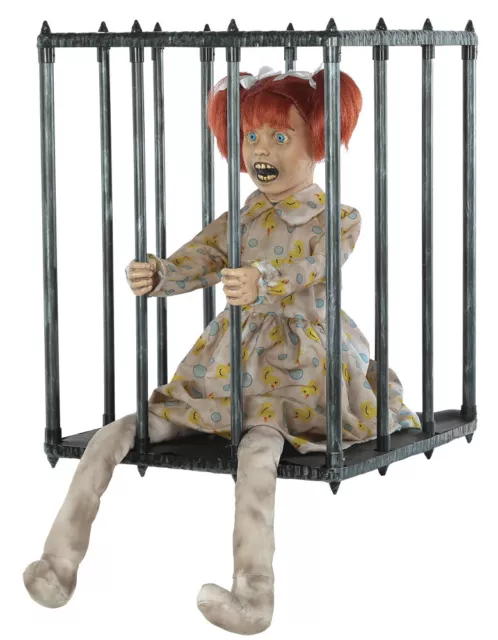 Creepy Screaming ANIMATED CAGED KID WALK AROUND Halloween Costume Prop Accessory