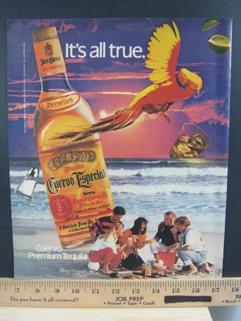 1983 Vintage Print Ad Jose Cuervo Especial Gold Tequila Parrot Drink Couples Art