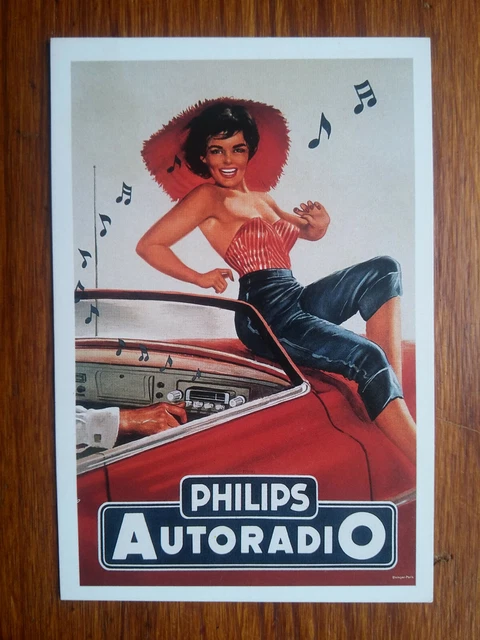 PHILIPS AUTORADIO PIN UP   publicité advert   carte postale postcard