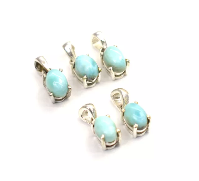 WHOLESALE 5PC 925 SOLID STERLING SILVER BLUE LARIMAR PENDANT LOT z335