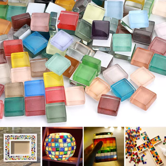 100~2000pcs Mixed Crystal Glass Mosaic Tiles Kitchen Bathroom Art Craft Supplies