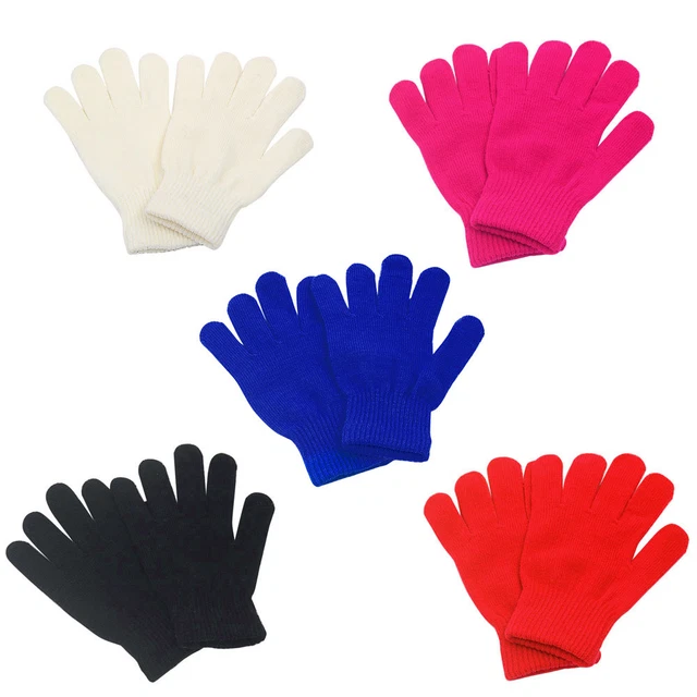 Boys Kids Children Warm Knitted Gloves Winter Thick Full Mitten Finger Protector