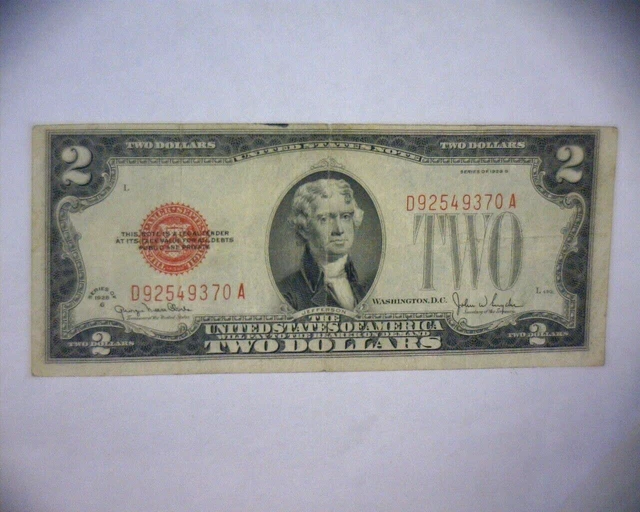 1928 G $2 United States Note  🌟 Red Seal 🌟Still A Nice One 🌟