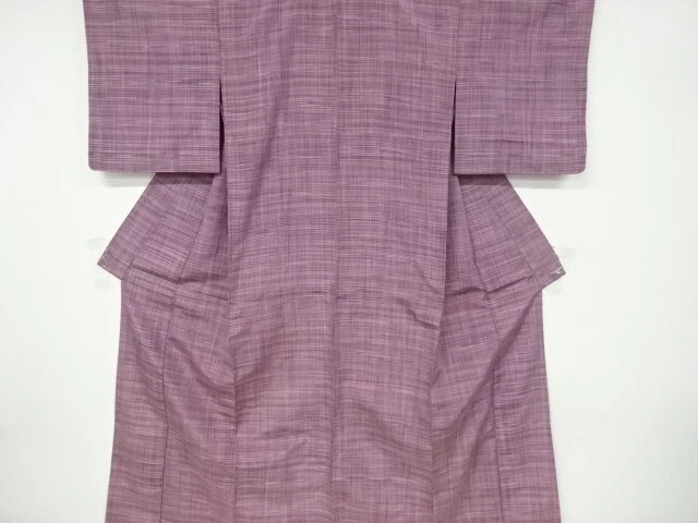 6542692: Japanese Kimono / Antique Hitoe Kimono / Tsumugi / Woven Grid