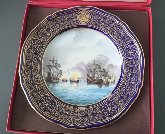 1987 Ltd Edition Spode Armada Series Cabinet Plate. " Armada Showing Fireships" 2