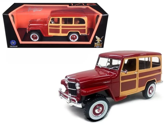 1955 Willys Station Wagon Burgundy 1/18 Diecast Model Car by Road Signature