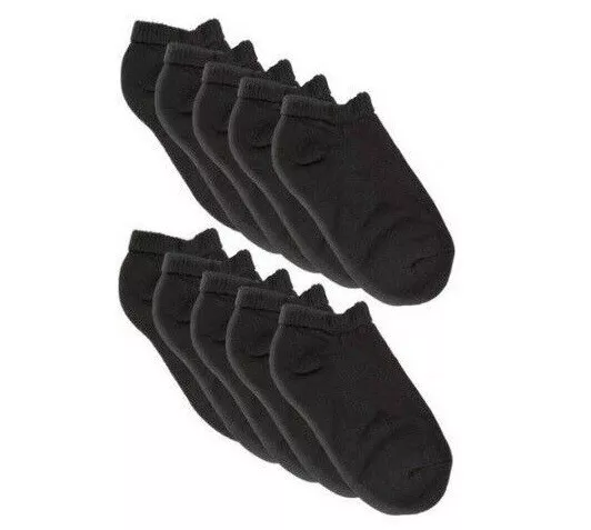 Starter Boys' 10-Pair Black No Show Socks Shoe Size L (3-9)