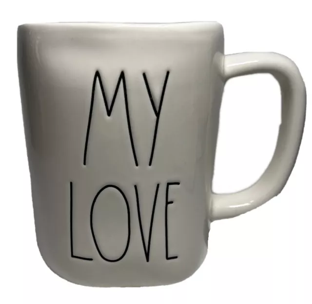 Rae Dunn Ceramic Mug -MY LOVE New - White Black Text VALENTINE
