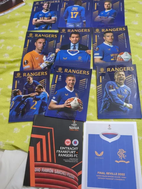 Rangers Run To Sevilla All Home Programmes Plus Final With Strip Card