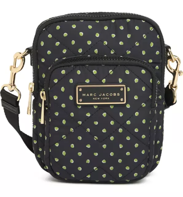 Marc Jacobs Zip N/S Quilted Nylon Pouch Phone Crossbody ~NWT~ Peridot Dots