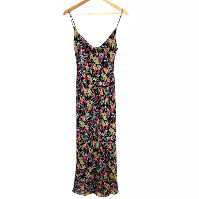 Lauren Ralph Lauren Sz 4  Silk Cowl Neck Spaghetti Strap Midi Floral Slip Dress