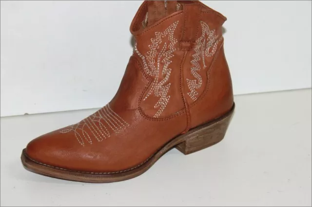 METISSE   Bottines Boots Cuir Brodé Marron Clair T 37 TBE