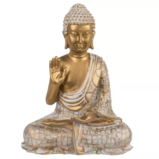 Thai Buddha Figur gold glänzend Skulptur Statue 21 cm Buddhismus Feng Shui