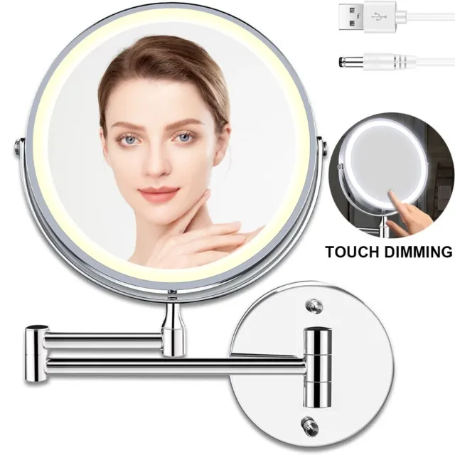 LED Makeup Mirror with Light Wall Mount Dual Sided Vanity Mirrors 10X Magnifying