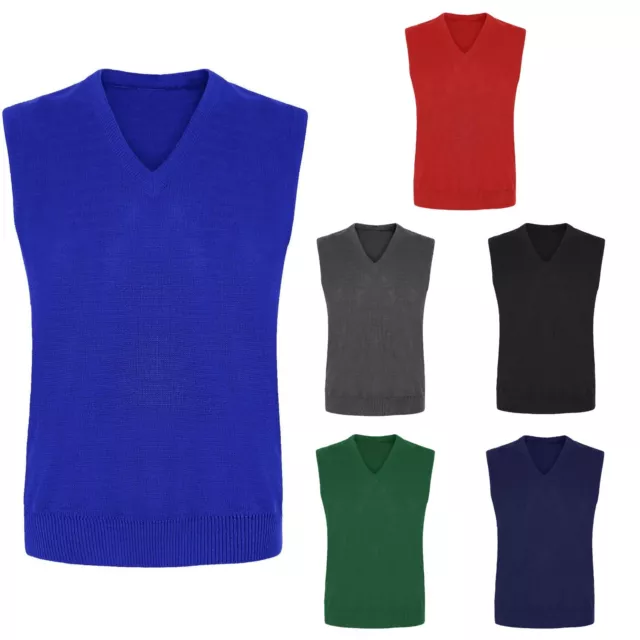 Boys Girls Sleeveless Knitted Tank Top V-Neck Jumper Kids Uniform School Wear
