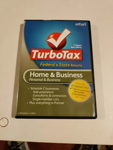 Turbotax Home and Business 2009 Federal & State Schedule C For Windows & Mac