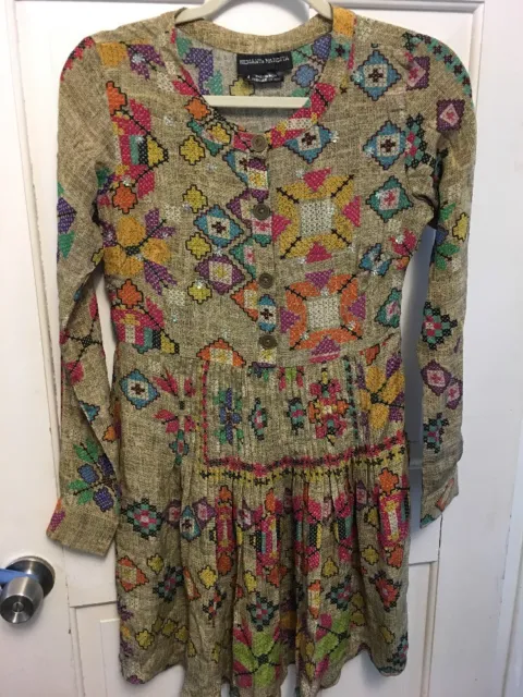 162. Rare Anthropologie Hemant &Nandita Silk Ethnic Embellished Dress 4 Flawless