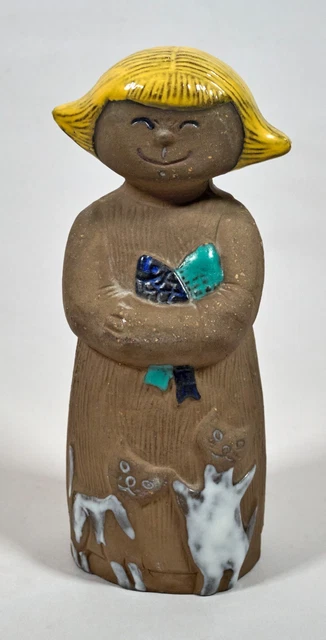 SWEDEN UPSALA EKEBY Mari Simmulson Gina Ceramic Figurine With Cats