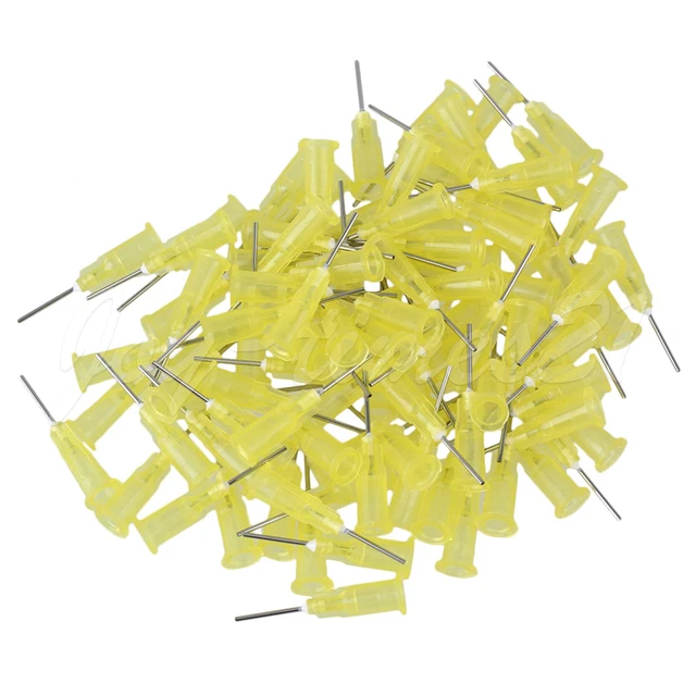 100pcs Industrial Dispensing 1/2" Blunt Tools 20 Gauge Yellow