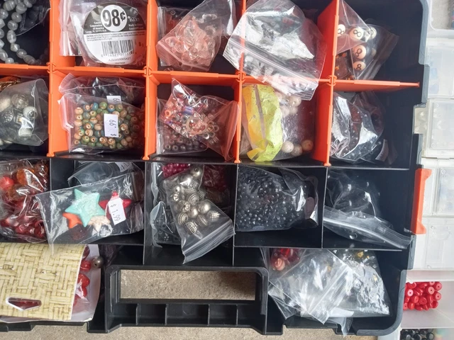 huge lot of beads for jewelry making 2 organizer boxes full over 200 pieces