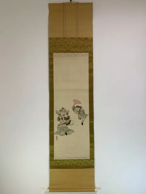 HANGING SCROLL JAPANESE ART Painting kakejiku Vintage Hand Paint PICTURE #945