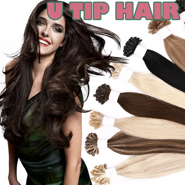 Pre Bonded Nail U Tip Keratin Fusion 100% Remy Human Hair Extensions Full Head