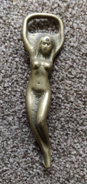 Antique vintage brass Nude Naked Lady Woman Art Deco Brass bottle opener.