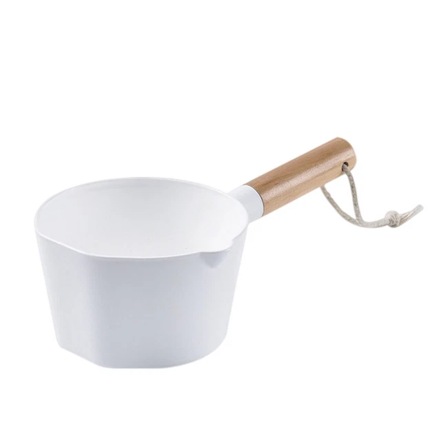 1 pieza sartén de agua de madera práctica cocina mango largo pala de agua (blanco)