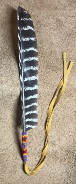 Native American Lakota Sioux Beaded Feather.