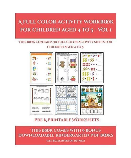 PRE K PRINTABLE Worksheets (A full color activity workbook for children ...