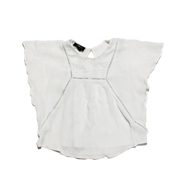 Amy Byer Girls Size M (10-12) White Lace Insert Poncho Tunic Top Blouse