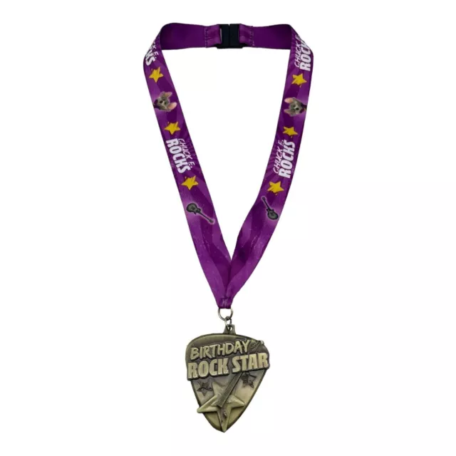 Chuck E Cheese Birthday Rock Star Medal Medallion With Purple Lanyard