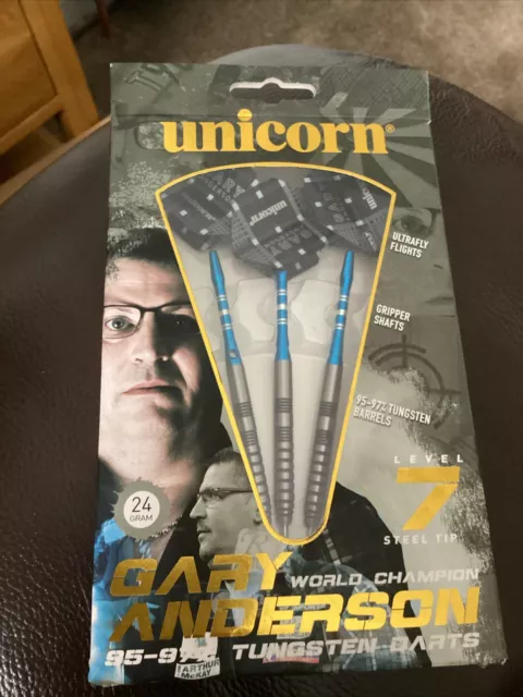 Unicorn Gary Anderson World Champion Level 7 Steel Tip 95-97% Tungsten Darts Set