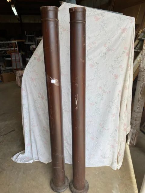 Salvage Architectural - Two 70" Turned Brown Round Columns / Posts   (1