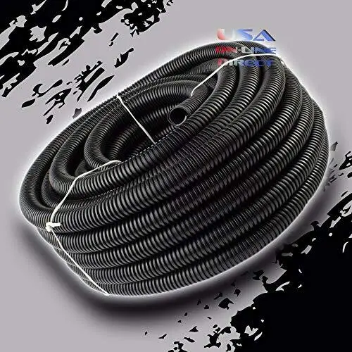 Marine Grade Conduit Car Home Tubing Split Wire Loom Black Sleeve USA 100Ft 1/2"