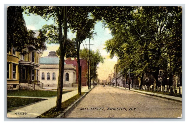 KINGSTON New York Ulster county ~ Wall St. Trolly tracks Houses & Stores