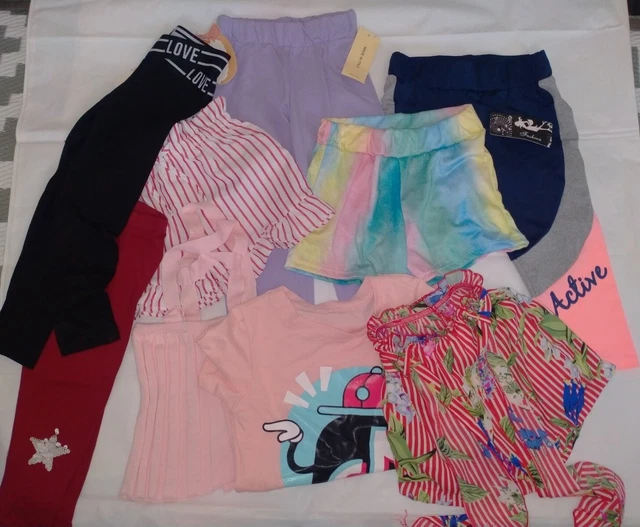 Pacchetto Estivo Ragazze Età 4 5 6 Y Top Leggings Corti 9 Articoli Nuovi Con Etichette