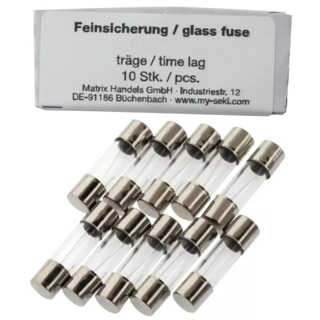 SeKi 10 Stk. Feinsicherung 1,6A, 5x20mm, Träge - Glassicherung