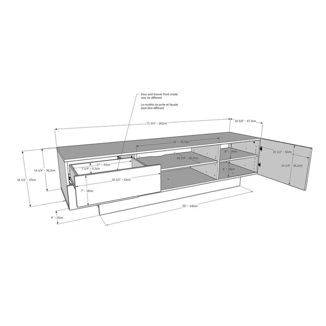 Nexera 115403 Marble TV Stand, 72-inch, White