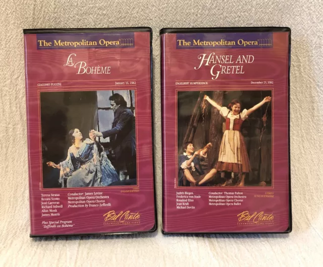 Two Metropolitan Opera VHS Video Tapes La Boheme & Hansel And Gretel 1985 1987