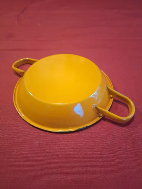 Ancien Petit Plat en tôle émaillée Orange 70s vintage Déco