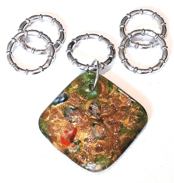 Bijou De Foulard En Pâte De Verre Imprimé - Argenté Sans Nickel - Modèle N°24