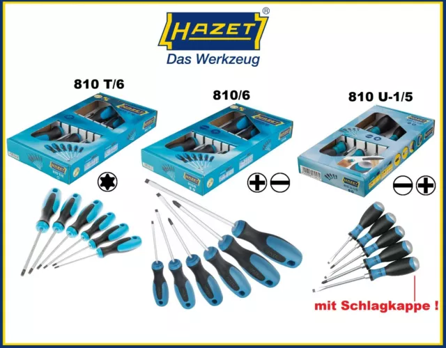 HAZET Schraubendreher Satz 810 T/6 810/6 810 U--1/5 Torx Schlagkappe PH Schlitz