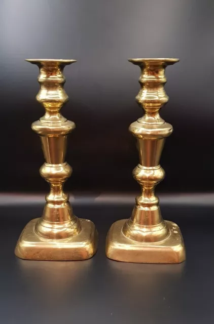 Quality Made Old Antique Solid Brass 8" Pair Of Candlesticks. Free UK P&P. 🇬🇧