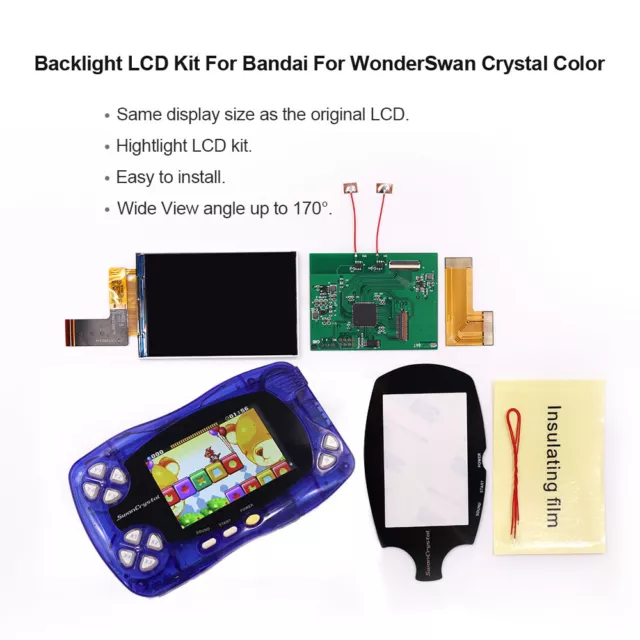 IPS High Light Backlight LCD Screen Kit For Bandai WonderSwan Crystal WSCC
