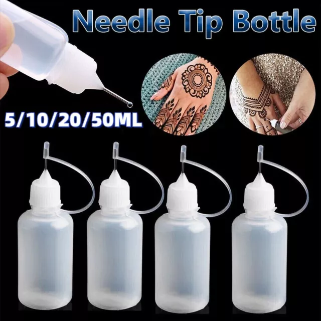 5PCS Needle Tip Squeeze Bottle Bottles Glue Applicator 5/10/20/50ml nozzle