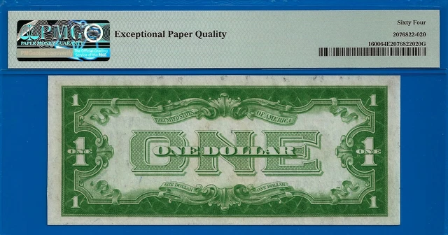 FR-1600 ✅ 1928 $1 S/C (( Blue Seal 🔴 FA Block )) PMG 64EPQ # F14438573A 2